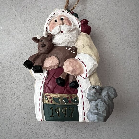 NWT Eddie Walker Midwest Cannon Falls Ornament Wooden Santa Reindeer Vtg 1997 - Picture 6 of 6